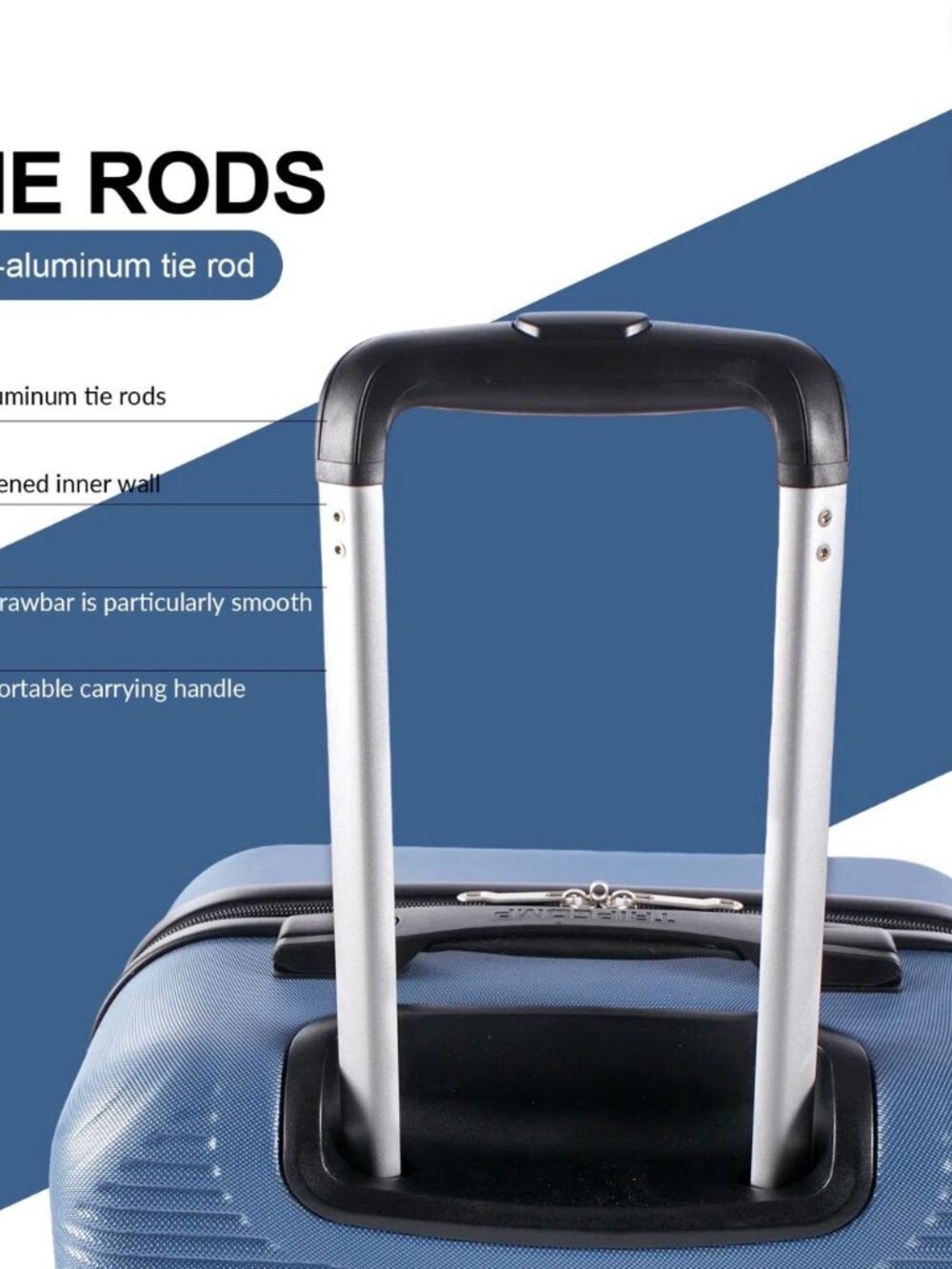 2-Piece Hardside Carry-On Luggage Set w/ Cosmetic Case Blue Spinner Suitcase - Picture 7 of 7